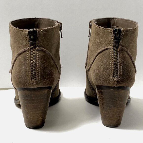 Steve Madden Milaan Suede Ankle Boots Womens 7M Taupe Leather Zip Heeled Booties - Picture 6 of 9
